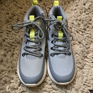 New Art Class Kids Size 6 Gray‎ Green White Side Zip Crew Sneaker Hiking Boot